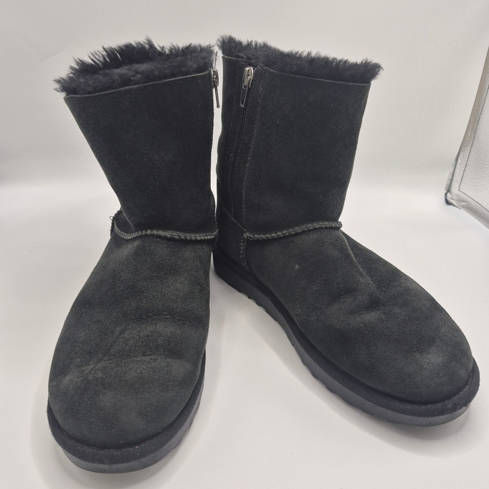 Kirkland Signature Black Suede Shearling Zipper Boots Womens 7 7985231